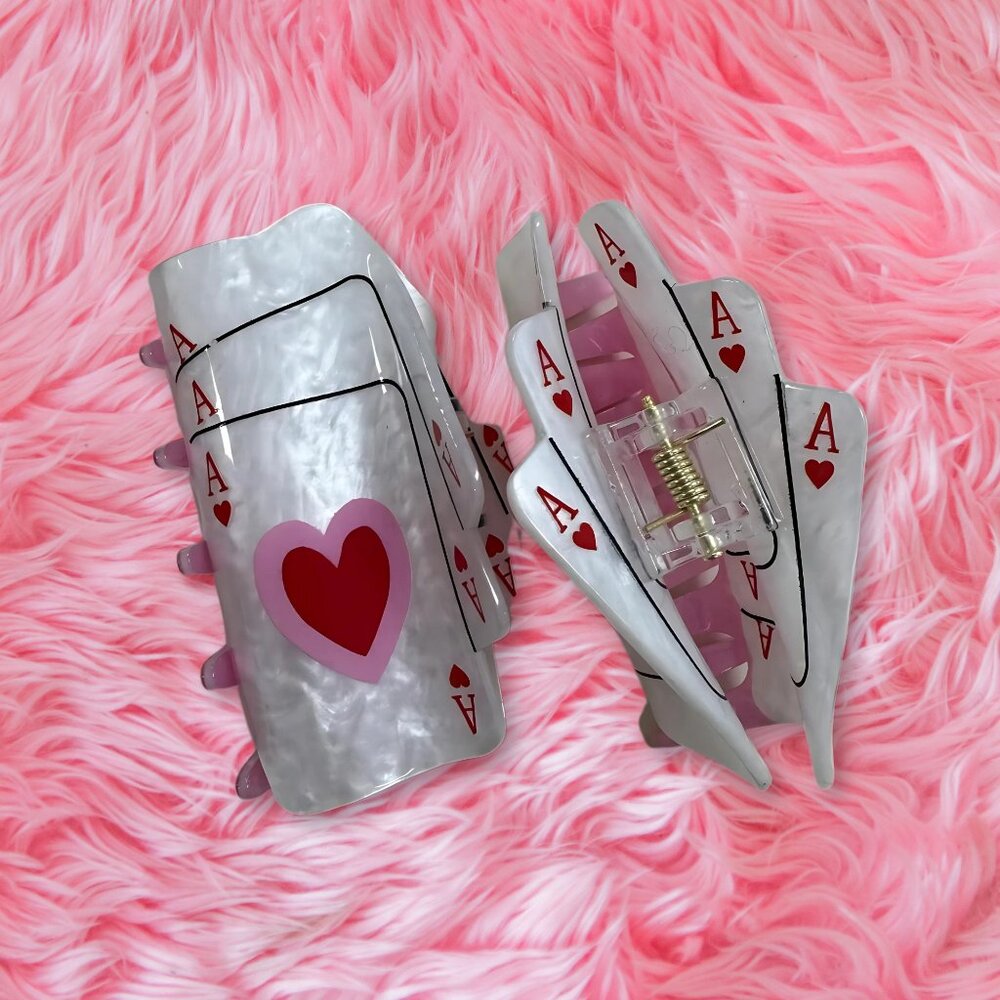 Playing Cards Hair Clip – Ace of Hearts Poker-Themed Accessory for Women